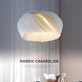 cheap Lantern Design-Chandelier White - Modern Minimalist Parchment Living Room Dining Room Bedroom Warm Light LED Lamp Hanging Chandelier