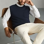 economico Maglioni di lana da uomo-maglione girocollo da uomo in pura lana e cashmere di alta qualità, classico, morbido, caldo e traspirante