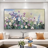 cheap Floral/Botanical Paintings-Handmade Oil Painting Hand Painted Horizontal Abstract Landscape Floral / Botanical Modern Rolled Canvas (No Frame)