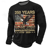  4η Ιουλίου 2026 250η Ημέρα Μνήμης Ανδρικό T-Shirt Στρογγυλή λαιμόκοψη Μακρυμάνικο με 3D εκτύπωση Casual Καθημερινό