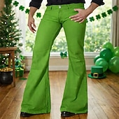  Retro Vintage 1970s Long Length Trousers Bell Bottom Pants Flared Trousers Hippie Solid Color Fancy Dress Men's Masquerade Daily Wear Pride Parade Pride Month Adults' Pants Spring & Summer