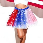  250° anniversario USA Disco Anni '80 Gonna a cerchio Tutu Sottogonna Costume Per donna Carnevale 2026 Costume di Carnevale Mascherata Giorno dell'Indipendenza 4 luglio Adulti Bambini Gonna
