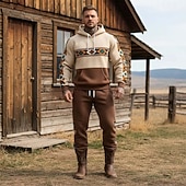 economico Set di Felpe 3D da Uomo-Per uomo Tribale 2 pezzi Set di felpe 3D Felpa con Cappuccio Manica Lunga Pantaloni lunghi Con Cappuccio Stile Etnico Casual Quotidiano Athleisure Stampa 3D Primavera Autunno Inverno Marrone