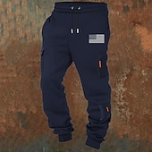 abordables Carga-Hombre Pantalones cargo Pantalones de Deporte Persona que practica jogging Pantalones Correa Bolsillo Cintura elástica Bandera estadounidense de los Estados Unidos Comodidad Transpirable Casual