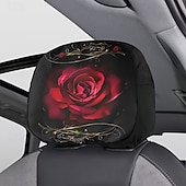 cheap Slipcovers-2pcs Cute Flower Love Heart Print Headrest Covers, Valentine's Day Heart-Eyed Girl Car Headrest Protector, Interior Decor, No Filling, Easy to Install and Wash, Suitable for Long-Distance Travel Naps
