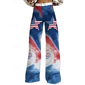 preiswerte Unterteile-250-jähriges Jubiläum USA Retro Vintage 1970er Hose Hose mit weitem Bein Hippie Disco Hohe Taille Kostüm Damen Maskerade 4. Juli Party Unabhängigkeitstag Erwachsene Hose
