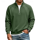 economico Felpe di base-Per uomo Maglia Felpa con cappuccio Felpa con zip corta Rosso bordeaux Nero Verde chiaro Verde militare Blu marino Colletto Mao Semplice Patchwork Casuale Quotidiano Sport &amp; Outdoor Streetwear Cool