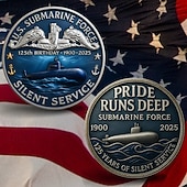  Az amerikai tengeralattjáró erők 125. évfordulójának emlékérme, az amerikai haditengerészet tengeralattjárós tisztelgéséről szóló gyűjthető érme, katonai kihívás érme, veterán emléktárgy szuvenír