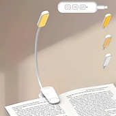 baratos Luzes de leitura-Luz de leitura recarregável, ideal para leitura na cama, equipada com 20 LEDs e função de memória, 3 temperaturas de cor, 5 níveis de brilho, haste flexível, leve e com clipe.
