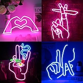 お買い得  装飾ライト-ジェスチャーネオンサイン、壁装飾用、調光可能なUSB電源LEDネオンサイン、屋内リビングルーム、レストラン、パーティー、寝室、バーの壁装飾用
