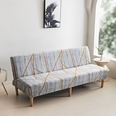 abordables Couverture du canapé Futon-Housse de canapé-lit extensible en tissu imprimé, disponible en 3 tailles différentes, housse de canapé sans accoudoirs, housse de banc élastique, protection décorative pour le Nouvel An, décoration