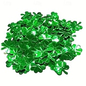  St Patricks Day Table Decorations, 100 Pcs Plastic Good Luck Coins and 1 Oz Shamrock Clover Confetti Table Sprinkles for Irish St Patricks Party Decoration Favors Supplies