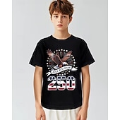  100% Bumbac Copii Băieți Negru Alb Vultur Drapel USA A 250-a aniversare Tricou Bluză Stil Nautic Manșon scurt În aer liber Zilnice Modă Șic Stradă Designer Imprimare Vară