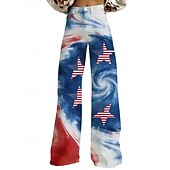  250-jähriges Jubiläum USA Retro Vintage 1970er Hose Hose mit weitem Bein Hippie Disco Hohe Taille Kostüm Damen Maskerade 4. Juli Party Unabhängigkeitstag Erwachsene Hose