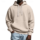 abordables sweats à capuche basiques pour hommes-Homme Sweat à capuche Sweat à capuche gaufré Violet Gris Clair À capuche Uni Poche kangourou Texturé Occasionnel Quotidien Sport &amp; Loisir Streetwear Frais Vêtements de sport Printemps &amp; Automne