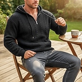 Χαμηλού Κόστους βασικά ανδρικά κουκούλα-Ανδρικά Ζακάρ Φούτερ πουλόβερ με κουκούλα και πουλόβερ Κουκούλα με φερμουάρ Quarter Σομόν Μαύρο Λευκό Πράσινο Ανοικτό Κρασί Με Κουκούλα Σκέτο Κουμπώσου Με Υφή Causal Καθημερινά Αθλήματα &amp; Ύπαιθρος