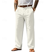 levne podnikání-Pánské Bavlněné plátěné kalhoty Kalhoty Letní kalhoty Volné kalhoty Plážové kalhoty Kapsy Pevná barva Pohodlné Prodyšné Denní Venkovní Plážové prázdniny Módní Černá Bílá Neelastické