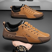economico Scarpe Casual con Lacci-scarpe da ginnastica bianche da uomo, in mesh traspirante e pelle, comode scarpe da ginnastica con lacci per la corsa, la palestra e l'abbigliamento casual quotidiano