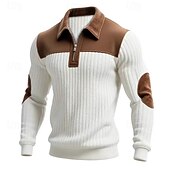 economico Felpe di base-Per uomo Maglia Felpa con cappuccio Felpa con zip corta Maglia a coste Aalbicocca Nero Bianco Verde militare Colletto Mao Semplice Patchwork Testurizzato Casuale Quotidiano Sport &amp; Outdoor Vintage