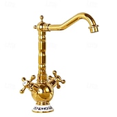 Недорогие Смесители для раковины в ванной-Ванная раковина кран - Вращающийся Хром Внешнее крепление Две ручки одно отверстиеBath Taps