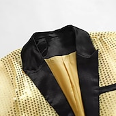 cheap Outfits-Disco 1980s Pants Outfits Suits &amp; Blazers Long Sleeves Sequins Fancy Dress Men's Carnival Costume Halloween Carnival Masquerade Club Pride Parade Pride Month Adults' Coat Pants All Seasons