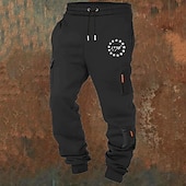 abordables Fret-Homme Pantalons Cargo Joggings Pantalon Jogger Pantalons Cordon de serrage Avec Poches Taille Élastique Drapeau Américain Confort Respirant Occasionnel Quotidien Extérieur Mode Style Classique Noir