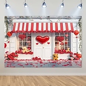 cheap Wall Tapestries-Valentine's Day Tapestry Banners Blanket Rose Love Heart Cute Romantic 3D Party Living Room Shooting Backgrounds Marriage Proposal Decoration Home Decor