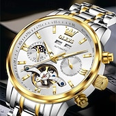cheap Mechanical Watches-The New Olevs Men'S Business Watch With Luminous Perpetual Calendar Date And Day Display Multi-Functional Mechanical Watch Skeletonized Casual And Fashionable Waterproof Sports Men'S Wristwatch