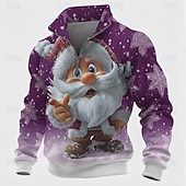  Natale Per uomo Babbo Natale Felpa Cool Quotidiano Elegante Manica Lunga Collo alla coreana All'aperto Casa Regalo Blu Rosso Viola Grigio Cerniera Autunno Inverno progettista S M L XL XXL XXXL