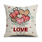 cheap Throw Pillows,Inserts &amp; Covers-Valentine's Day Throw Pillow Cover, Red Heart Balloon Decorative Cushion, Romantic Atmosphere Pillow for Sofa, Living Room, Bedroom, Cozy Holiday Accent