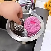 billige Kjøkkenutstyr og -redskap-4 stk. kraftig avløpskurv i rustfritt stål til undervasken - plassbesparende kjøkkenorganisator med enkel rengjøring, solid konstruksjon, elegant design, moderne oppvaskkumtilbehør til kjøkken