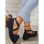 tanie Buty na płaskim obcasie damskie-Damskie Codzienny Niski obcas Okrągły palec u nogi Codzienny Sztuczny zamsz Mokasyny Migdałowy Czarny Niebieski