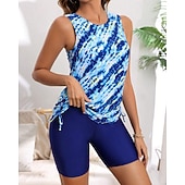 Χαμηλού Κόστους Surfing Tankinis και Bikinis-Γυναικεία Μαγιό Τανκίνι Δύο Κομμάτι Μαγιό Γραφική Φαρδύ μανίκι Προστασία UV Υψηλή Ελαστικότητα Αμάνικο Μαγιό Σέρφινγκ Καταδύσεις Ψαροντούφεκο Καλοκαίρι