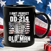 cheap Mugs &amp; Cups-DD-214 Veteran Gift Mug - 'I Ain't Perfect But I Do Have A DD-214 For An Old Man That's Close Enough' Design Proud Veteran Coffee Cup with Patriotic Theme