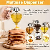 ieftine Ustensile Bucătărie &amp; Gadget-uri-Dozator de miere din sticlă fără picurare cu capac din plastic, dozator de sirop, borcan de miere cu cioc de turnare ușor, fără mizerie și convenabil pentru bucătărie, masă și micul dejun