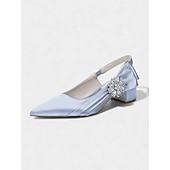 baratos Mãe da Noiva/Namorado-Sapatos de salto bloco com bico fino em cetim rosa claro para mulheres - elegantes sapatos de festa com detalhes florais e cristais, perfeitos para a mãe da noiva ou para um casamento urbano