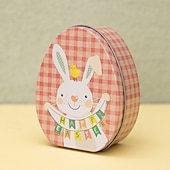cheap Easter-1pc Easter Bunny Egg Shape Tin Box, Kids Gift Candy Container, Cute Metal Treat Case, Holiday Party Favor, Easter Basket Stuffer Storage Box