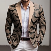 Χαμηλού Κόστους Ανδρικά εκτυπωμένα σακάκια-Ανδρικά Νυχτερίδα Μπουφάν μπλέιζερ Παλτό Μοντέρνα Άνετο Αναπνέει Καλλιτεχνικό Καθημερινό Causal Καθημερινά Βραδινό Ρούχα για Πάρτυ Τσέπη 3D εκτύπωση Κουμπιά Όλες οι εποχές Εγκοπή Μακρυμάνικο