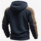 preiswerte Taktische Kapuzenjacke-Herren Kapuzensweatshirt Vollreißverschluss-Kapuzensweatshirt Taktischer Kapuzensweatshirt Schwarz Marineblau Mit Kapuze Einfach Reißverschluss Farbblock Lässig Täglich Sport &amp; Outdoor Cool