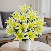 cheap Artificial Flower-18 Head Artificial Lily Flowers - Elegant Faux Blooms, Perfect for Weddings, Parties, Christmas, Thanksgiving Decorations, Living Room, Bedroom, Dining Table Styling, and Instagram-Inspired Home Decor