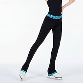 halpa Taitoluisteluhousut ja legginsit-taitoluisteluhousut naisten tyttöjen luisteluhousut musta joustava harjoituskilpailuluisteluasu lämpö lämmin kristalli / strassi luistelu taitoluistelu