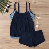 levne Surfovací tankiny a bikiny-Dámské Plavky Tankini 2 ks S potiskem Ultra lehký (UL) Ochrana proti UV záření Elastický Bez rukávů Plavky Surfování Šnorchlování Léto