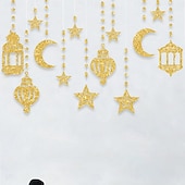 tanie Ramadan i Eid-6 sztuk dekoracji na imprezę Ramadan Eid, wiszące ozdoby w kształcie księżyca i gwiazd, girlandy na islamskie festiwale, wystrój domu na Ramadan Mubarak na obchody święta