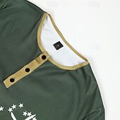 tanie Religijny-Męskie Graficzny Křížky Jezus Koszula Henley T-shirt waflowy Długi rękaw Druk 3D Designerskie Prosty Codzienny Sporty na świeżym powietrzu Święto Festiwal Wiosna i jesień Czarny Biały Brązowy Zielony