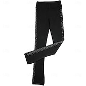 economico Pantaloni e Leggings da Pattinaggio Artistico-pantaloni da pattinaggio artistico da donna e da ragazza, pantaloni da pattinaggio sul ghiaccio, neri, elastici, abbigliamento da pattinaggio per gare di allenamento, termici, caldi, con
