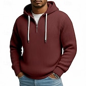 billiga bashuvtröjor för män-Herr Huvtröja Manchestertyg Tröja Huvtröja med dragkedja i Quarter Ljusgrå Huva Slät Dragkedja Strukturerad Ledigt Dagligen Sport &amp; Utomhus Polyester Streetwear Häftig Sportkläder Vår &amp; Höst Kläder