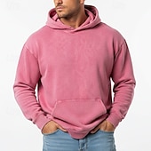 economico felpe con cappuccio da uomo di base-Per uomo Felpa con cappuccio Maglione Nero Rosa Verde militare Viola Caffè Con Cappuccio Semplice Tasca a marsupio Casuale Quotidiano Sport &amp; Outdoor Vintage Cool Abbigliamento Sportivo Primavera