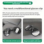 billiga Förvaring-2 st magnetiska solskyddsglasögonhållare i PU-läder med kortplats - enhandsmanövrering, lämplig för förarsidans interiörtillbehör, grå &amp;svart enkelt snäppfäste med ett klick