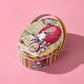 economico Pasqua-Confezione da 4 scatole ovali di latta a forma di coniglietto pasquale con manici, contenitori per conservare le uova di Pasqua, contenitori di metallo portatili per bambini, ideali per biscotti,