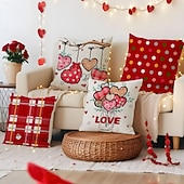 cheap Throw Pillows,Inserts &amp; Covers-Valentine's Day Throw Pillow Cover, Red Heart Balloon Decorative Cushion, Romantic Atmosphere Pillow for Sofa, Living Room, Bedroom, Cozy Holiday Accent